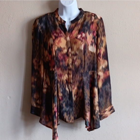 Petite Sunset Gradient Button-Front Blouse
